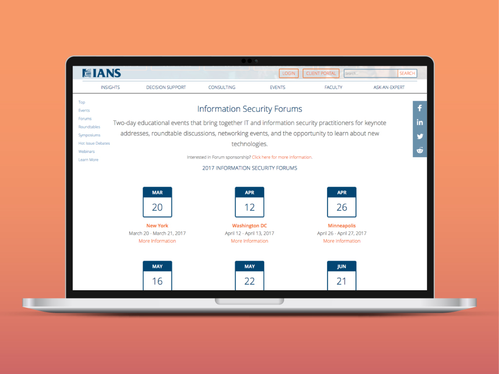 IANS Website - Events Page